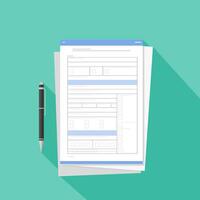 Document Application Form With Pen - Flat Icon Color Illustration vector