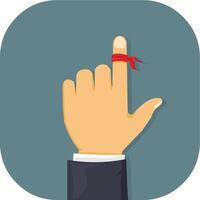 Business Concept Remember to do Icon Hand With Red Cloth tied to pointer finger - Flat icon Color Illustration vector