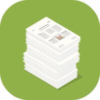 Isometric Financial Document Paper Stack with Bar chart - Flat icon Color Illustration vector