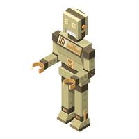 Isometric Toy Retro Sci-fi Futuristic Robot - Icon Color Illustration vector