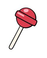 Retro groovy lollipop. Cartoon round candy on a stick. Isolated on white background. vector