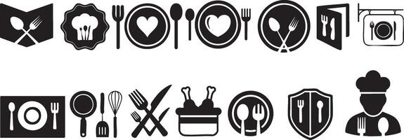 a set of black and white icons of various items vector
