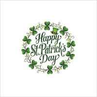 Hand Lettered St. Patricks Day Typography with Shamrock Circle vector