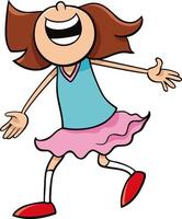 happy cartoon elementary age girl character vector