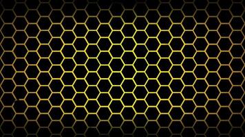 Abstract yellow honeycomb hexagon grid background. video
