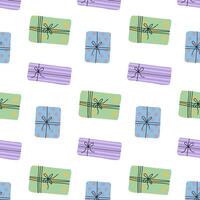 Colorful gift boxes with bows in a playful pattern on a white background vector