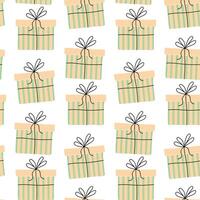 Colorful gift boxes with striped designs arranged in a playful pattern vector