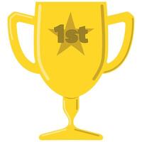 Golden 1st Place Trophy, Award for winning first place isolated on a white background vector