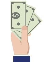 Hand holding some US Dollar notes, making a payment or deal concept isolated on a white background vector