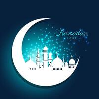 Mosque in moon with light for ramadan of Islam vector