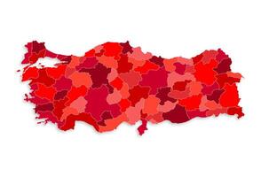 Turkey map with border highlighted regions, states, isolated on white background. Template map of Turkey. Detailed illustration. vector