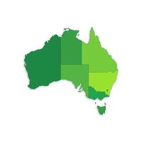 Australia map with border highlighted regions, states, isolated on white background. Template map of Australia. Detailed illustration. vector