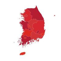 South Korea map with border highlighted regions, states, isolated on white background. Template map of South Korea. Detailed illustration. vector