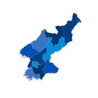 North Korea map with border highlighted regions, states, isolated on white background. Template map of DPRK. Detailed illustration. vector