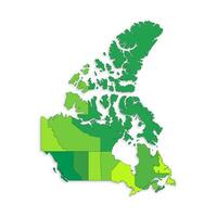 Canada map with border highlighted regions, states, isolated on white background. Template map of Canada. Detailed illustration. vector