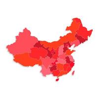 China map with border highlighted regions, states, isolated on white background. Template map of China. Detailed illustration. vector