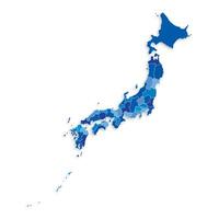 Japan map with border highlighted regions, states, isolated on white background. Template map of Japan. Detailed illustration. vector