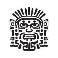 The face of an ancient mayan god is shown in a black and white drawing vector