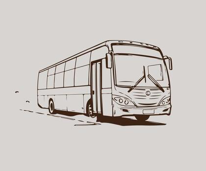 Bus illustration on background. Side view of a bus vector