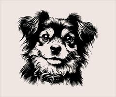 a black and white drawing of a dog's face vector