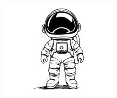 an astronaut illustration in a suit standing on a white background vector