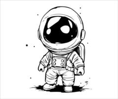 an astronaut in a black and white drawing vector