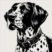 a black and white drawing of a dog with a collar vector