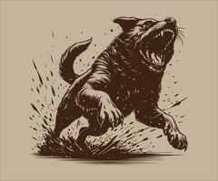 a dog running with its mouth open vector