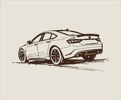 sketch of a car on a beige background vector