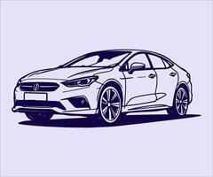 a car on a purple background with a white outline vector