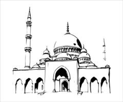 a sketch illustration of a mosque in black and white vector