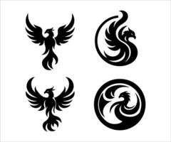 four different phoenix designs on a white background vector