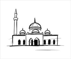 a sketch of a mosque in black and white vector