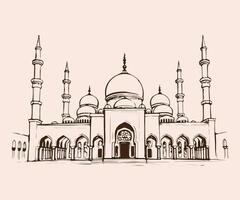 a drawing of a mosque in islamic architecture vector