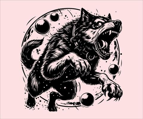 a wolf with its mouth open and its teeth are showing