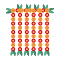 A colorful arrangement of oranges and green leaves png