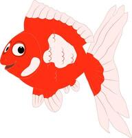 A funny red goldfish is smiling happily vector