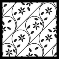 a black and white pattern with flowers and leaves. Classic Ornamental Black and White Pattern vector