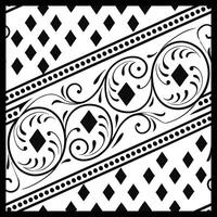 a black and white pattern with a decorative design.Luxury Black and White Ornamental Pattern vector