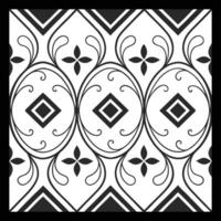 a black and white pattern with a diamond design. Classic Ornamental Black and White Pattern vector