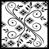 a black and white design with a floral pattern. vector