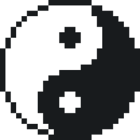 Yin Yang pixel art icon. Black and white yin yang symbol. Pixel art icon png
