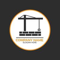 a crane on a building logo design on a white background vector