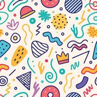 seamless pattern with shapes and lines white background, vector