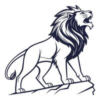 lion roaring on the rock, illustration on a white background vector