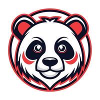 a panda bear head in a circle on a white background, vector