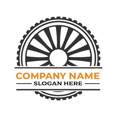 a bicycle wheel logo design on a white background