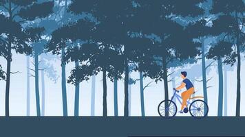 Bicycle riding in the forest loop animation video