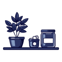 uma jarra do querida e uma plantar em uma estante png