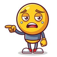 emoticon character with sad face pointing at something on a white background vector